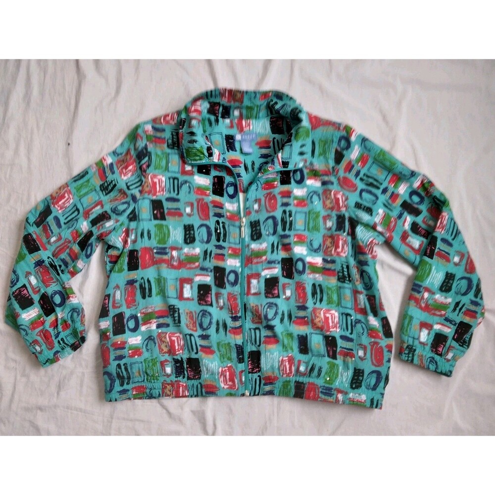 Koret Petite Jacket Colorful Rhinestones Retro Funky Women's Petite XL